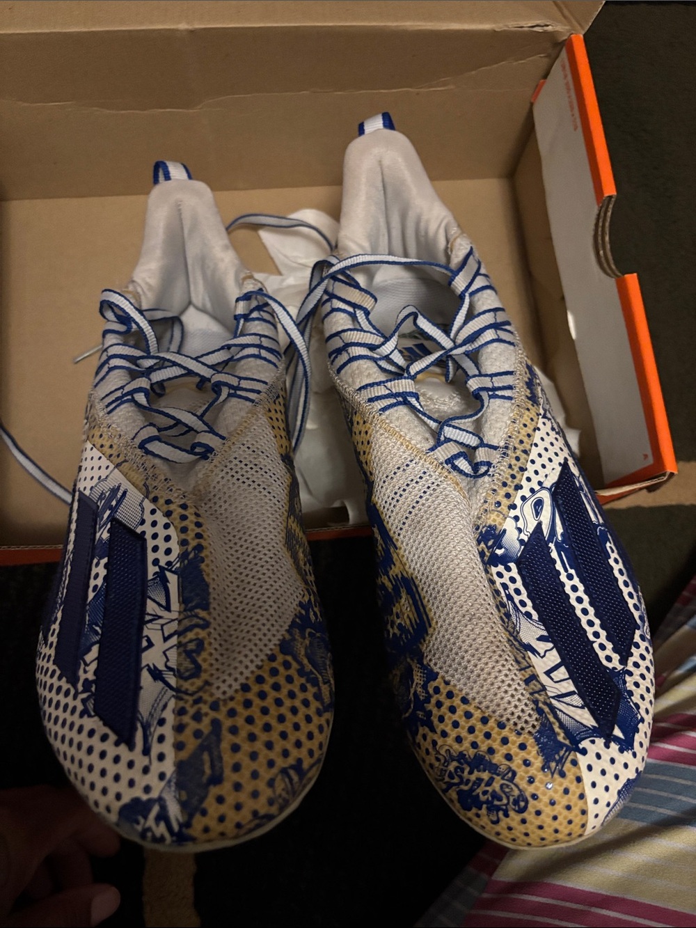 adidas Men's Athletic Cleats - White, Blue & Gold
